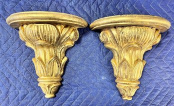 2  Signed Florentia Italy Gilded Wall Shelves.