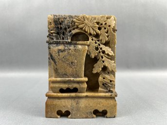 Carved Asian Soapstone Wall Plaque