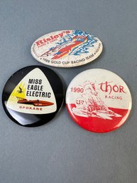 3 Vintage Hydroplane Racing Pins.