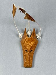 Small Carved Wood Fox Mask