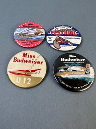 4 Vintage Budweiser Hydroplane Racing Pins.