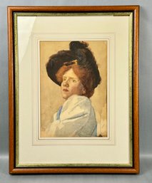 Harold Speed Original Watercolor Portrait Painting  -local Pickup Only
