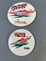 2 Vintage Winston Eagle Hydroplane Racing Pins.