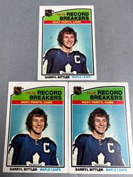 Lot Of 3  - 1976 Topps Darryl Sittler  Record Breaker Cards.