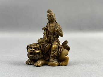 Antique Brass Manjushri Bodhisattva Statue