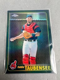 2001 Topps Chrome Eddie Taubensee Baseball Card.