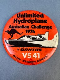 Vintage 1974 Australian Hydroplane Racing Pin.