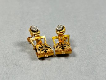 Victorian 14k Gold Earrings Screw Back