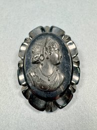 Black Brooch With Cameo Face