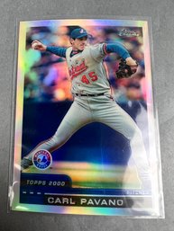 2000 Topps Chrome Carl Pavano Baseball Card.