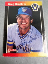 1988 Donruss Autographed Greg Brock Baseball Card.