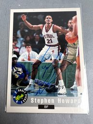 1992 Classic Draft Picks Autographed Stephen Howard Basketball Card.