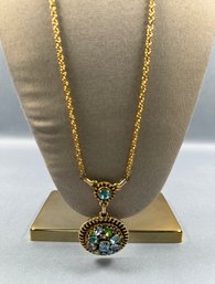 1/20 12k Gold Filled Chain With Multi-colored Stones Pendant