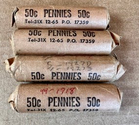 4 Rolls Of Pennies Early Years-look At Rollers Tel-31X