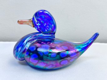 Iridescent Glass Duck.  -Local Pickup