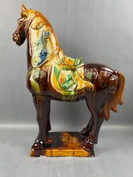 Large Chinese Porcelain Horse Figurine.