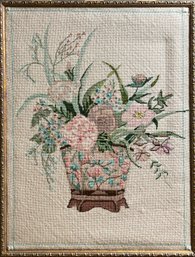 Vintage Floral Cross Stitch Framed