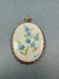 Handpainted Forget Me Not Pendant