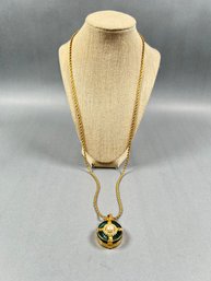 Goldtone Enamel Pendant Necklace