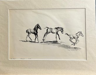 Pencil Signed Victoria Huntley Three Foals Lithograph