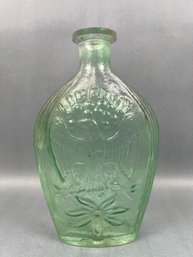 Vintage Green Glass Liberty Whiskey Bottle.