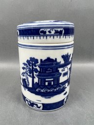 Blue And White Chinese Spice Jar.