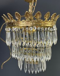 Vintage 4 Tier/4 Candelabra Light Crystal And Gold Tone Chandelier  *Local Pickup Only*