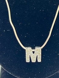 925 Necklace W/ Letter M Marked 925