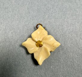 Gold Nugget With Bone Flower Pendant