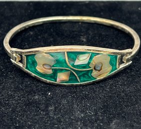 Sterling Taxco Bracelet With Inlay Abalone