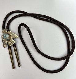 Bolo Tie With Eagle And Stone