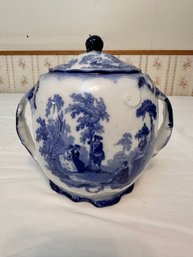Flow Blue Watteau Doulton Double Handled Lidded Jar