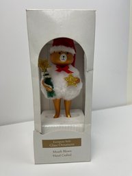 Glass Ornament Christmas Bear With Puff Body IN BOX