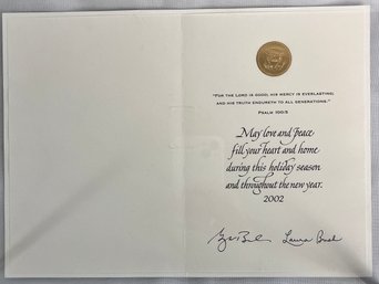 Presidential Signed Christmas Card 2002 By George And Laura Bush