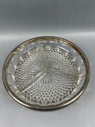 Divided Glass And Silver Plate Dish.