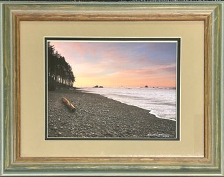 Signed David A Johnson Dawn On Ruby Beach Photograph Framed