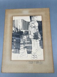 Original Pencil Sketch Labeled Peace Of War Signed STP Dated 65.