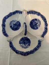 Flow Blue Handled Serving Dish