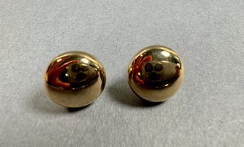 Gold Tone Button Pierced Earrings