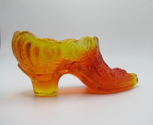 Vintage Fenton 'Cabbage Rose'  Amberina Slipper *Local Pick Up Only*