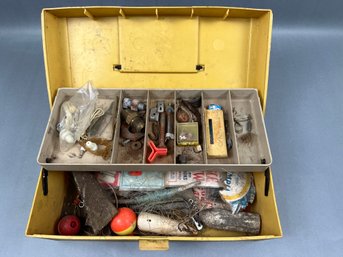 Vintage Plano Tacklebox With Fishing Supplies.