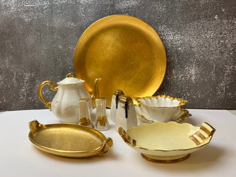 Lot Of Gold And White Tableware *Local Pick-Up Only*