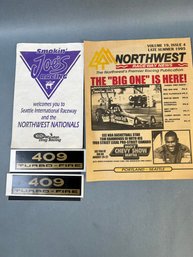 Summer 1995 Northwest Raceway News Smokin Joes Scorsheet And A Couple 409 Turbo Fire Stickers.