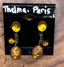 Thelma Paris Fall Colors,  Orange Post Dangly Earrings
