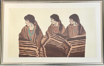 Amado M Pena Jr,  Tres Colchas : State Two Lithograph Framed
