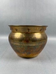 Brass Hammered Finish Planter - Monterey, CA