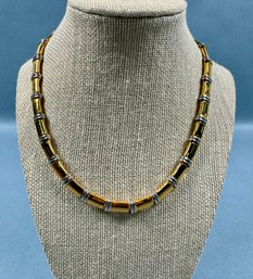 Vintage Bamboo Reed Style Two Tone Finish Necklace
