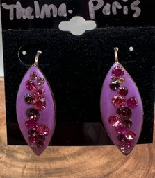 Thelma Pierced Earrings Purple & Pink Stones
