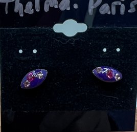 Thelma Post Earrings Purple & Pink Stones