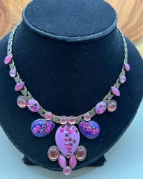 Thelma Paris Necklace With Pink & Purple Stones